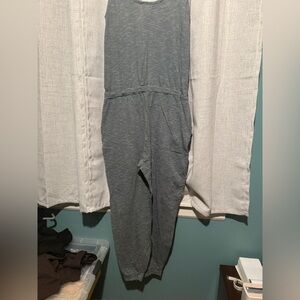 Pact Gray Jumpsuit with Adjustable Waist and Tapered Ankle